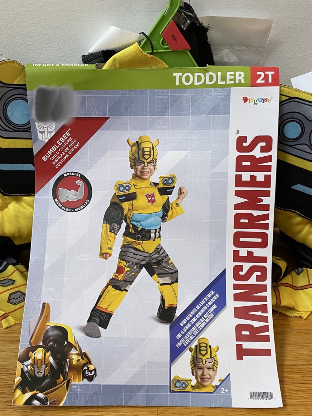 Disguise Transformers Bumblebee Toddler 2T Muscle Costume, Brand NEW